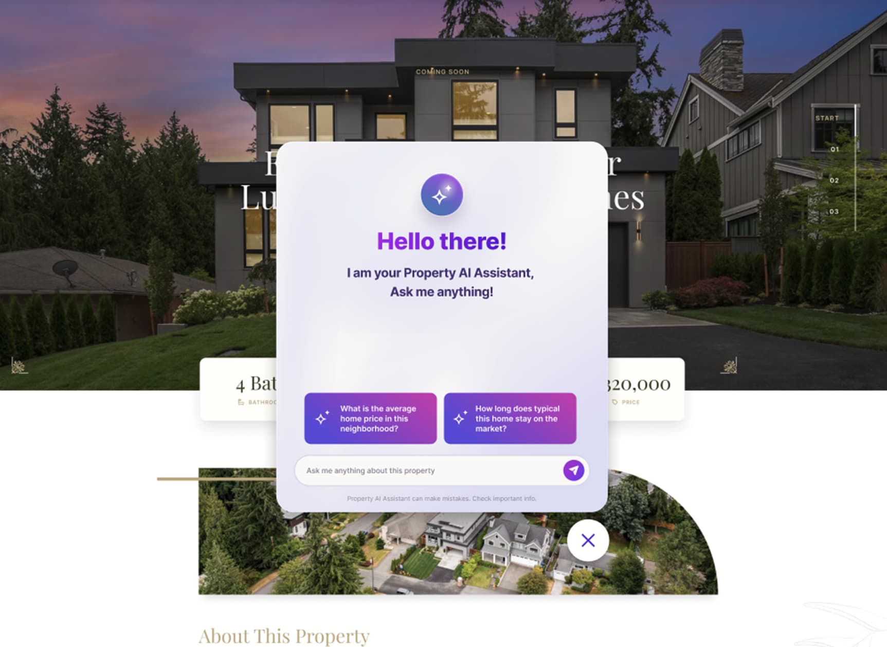 AI real estate website builder interface