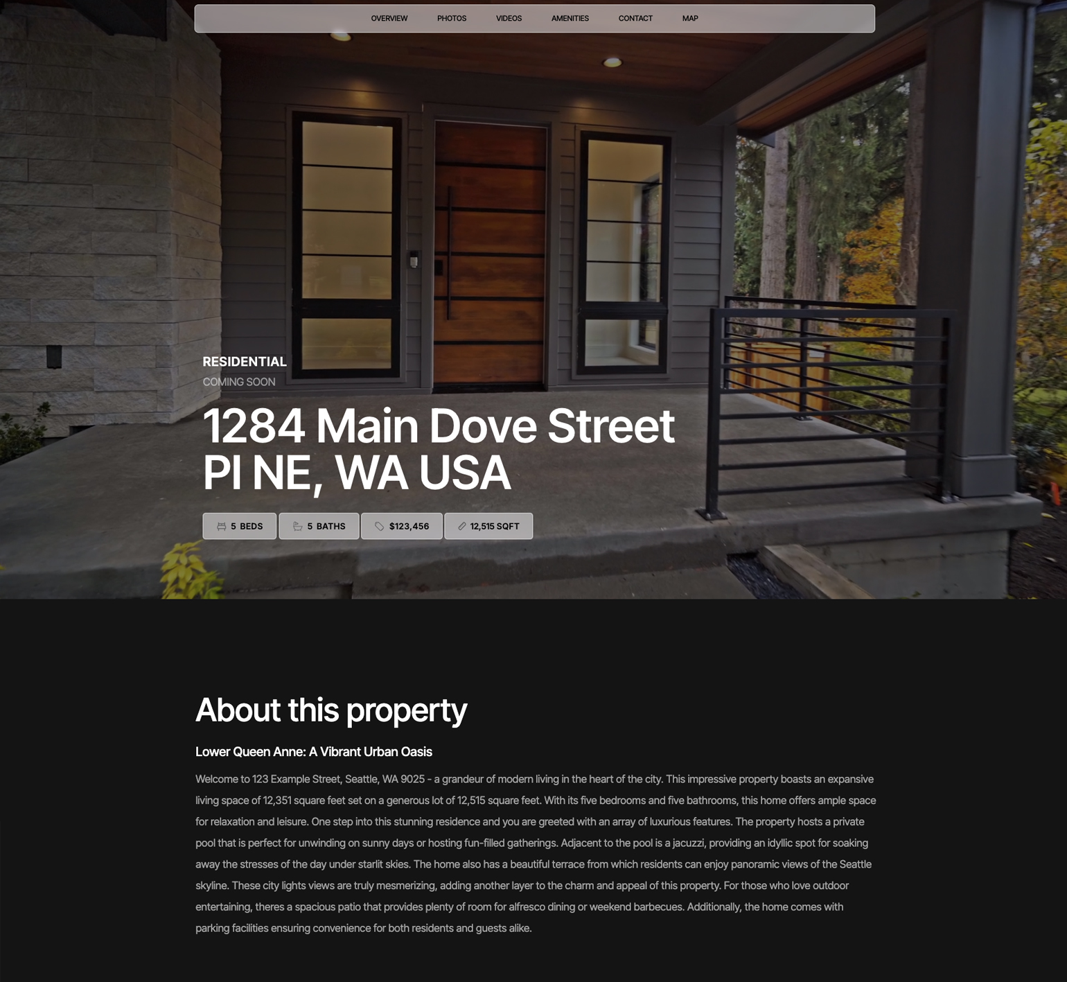 Noire website template preview