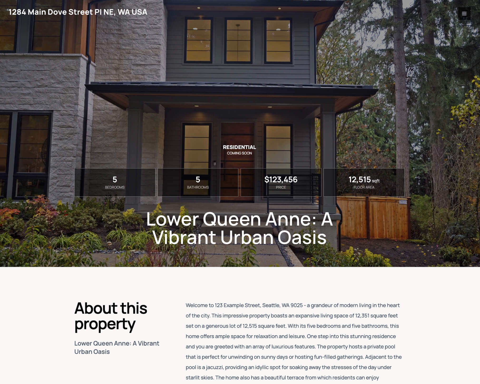 Serene website template preview