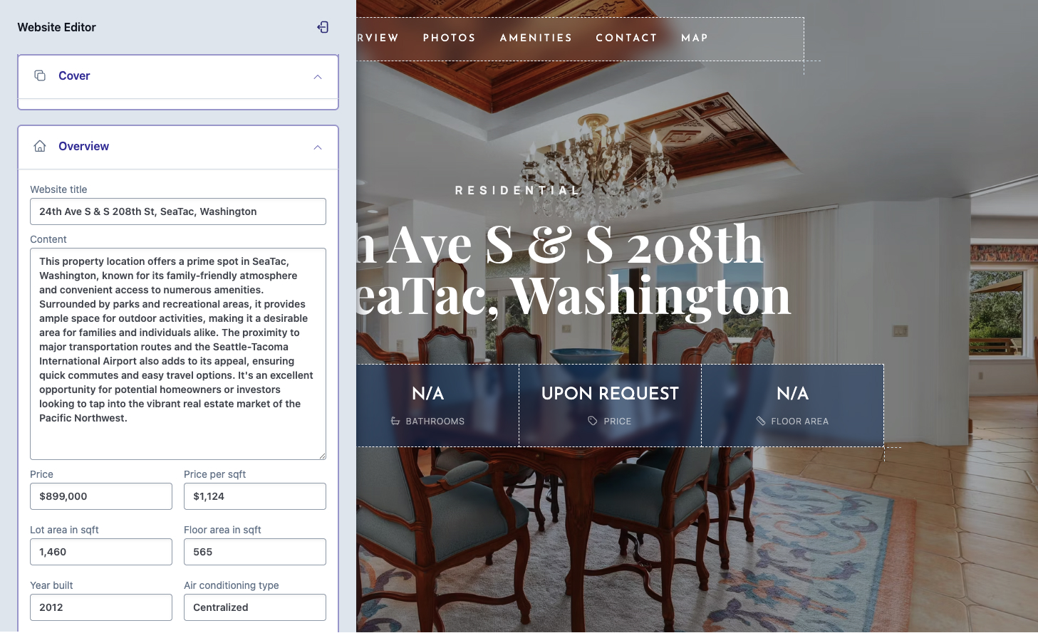 AI website builder preview